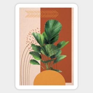 Mid Century Modern, Abstract Botanical Illustration Sticker